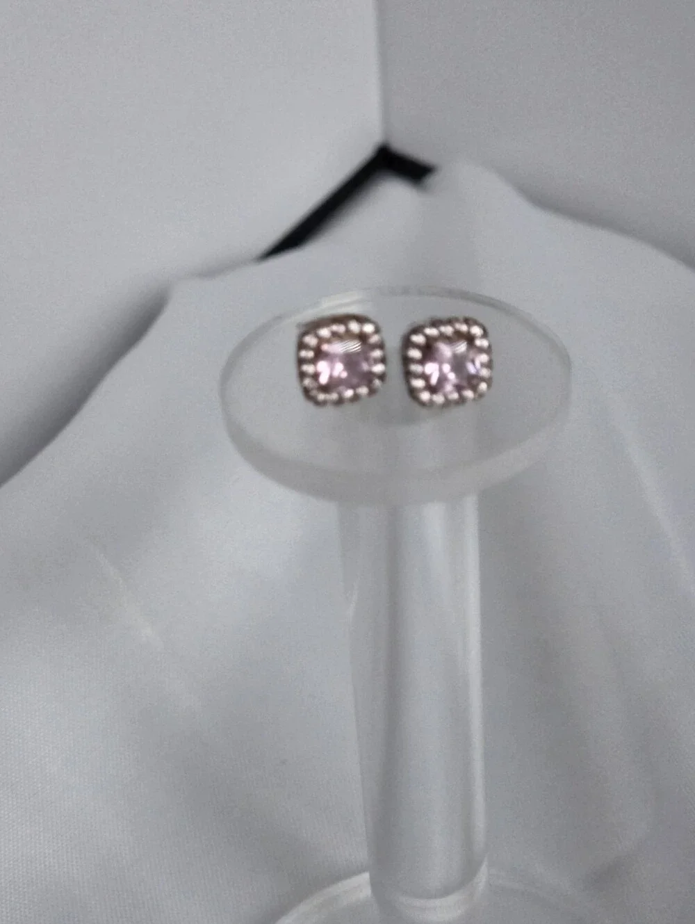 925 Moissanite .75CTW Pink Cushion-Cut Halo Stud Earrings - Women Jewelry